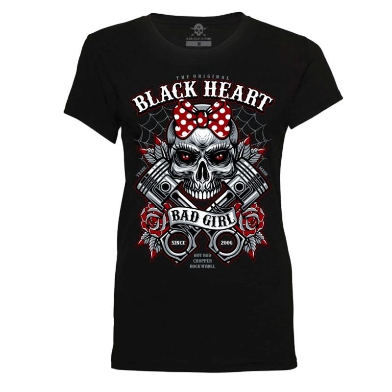 Sieviešu T-krekls Black Heart Bell Piston melns
