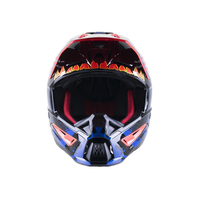 Motokrosová helma Alpinestars S-M5 Solar Flare černo-modro-fluo červeno- fluo žlutá výprodej