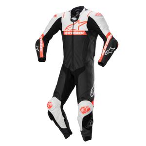 Alpinestars Missile 2 Ward melns-balts-fluo sarkans ādas motocikla kombinezons