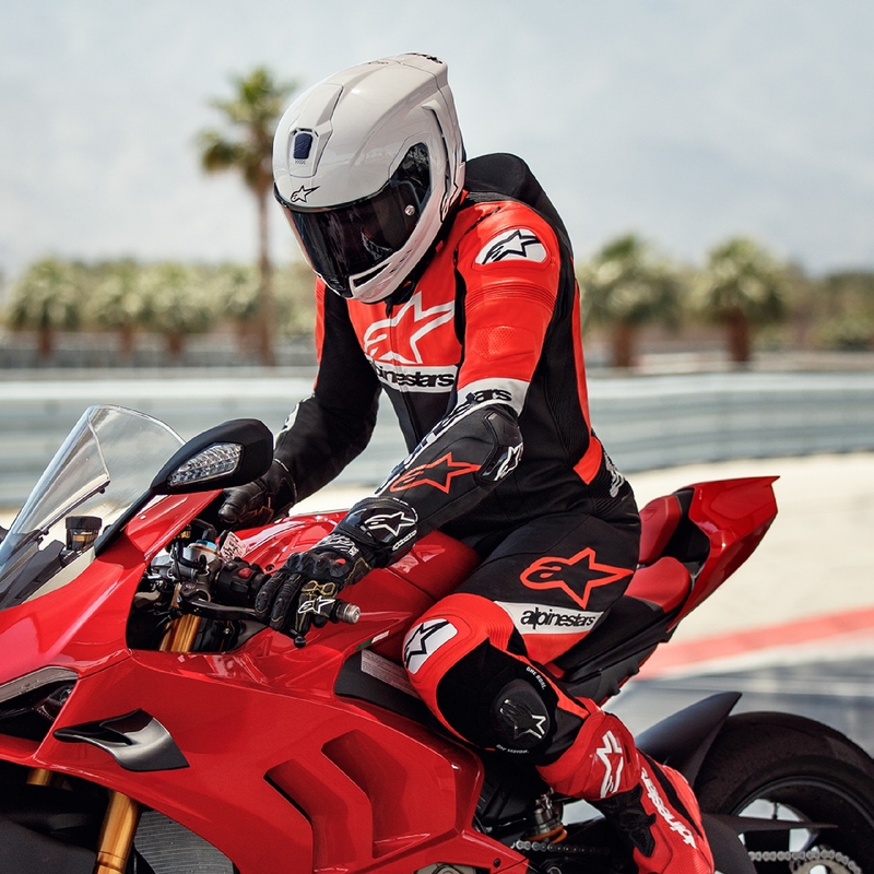 Alpinestars Missile 2 Ward Black-Fluo Red-White ādas motocikla kombinezons