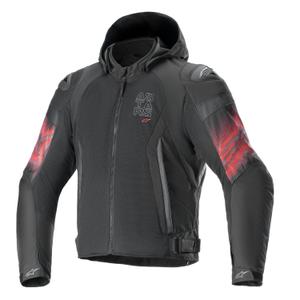 Alpinestars Zaca Air Venom Ūdensnecaurlaidīga melna/krāsas motocikla jaka Black/Fluo Red