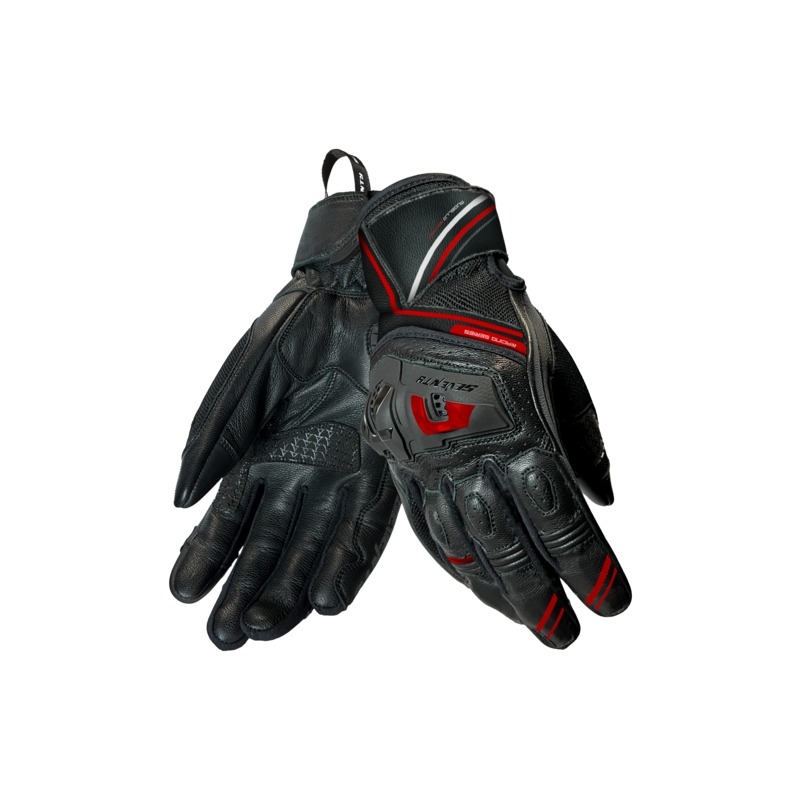 Motocikla cimdi Seventy Degrees SD-N30 Mugello melns un sarkans