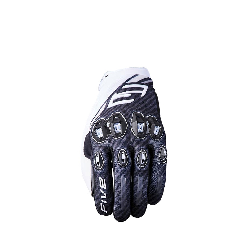 Motocikla cimdi FIVE Stunt Evo2 fibre melns un balts