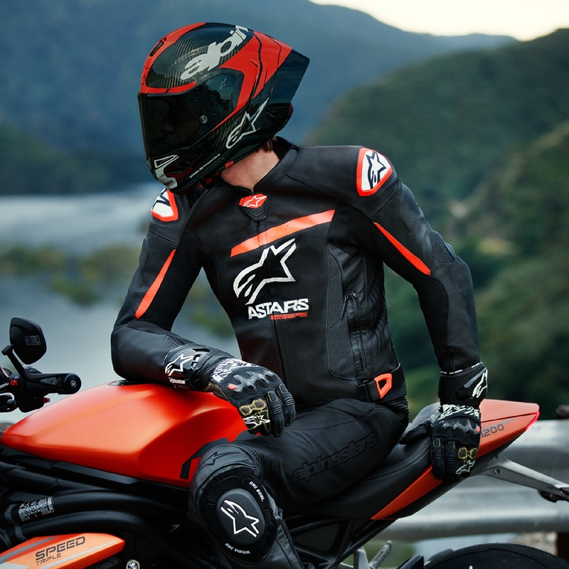 Alpinestars GP plus R 4 Airflow Black-Fluo Red-White ādas motocikla jaka