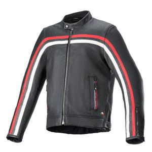 Alpinestars Dyno Black-Red-Beige ādas motocikla jaka