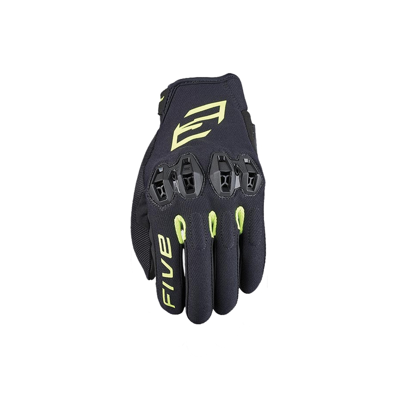 Motocikla cimdi FIVE Tricks melni-fluo dzelteni izpārdošana
