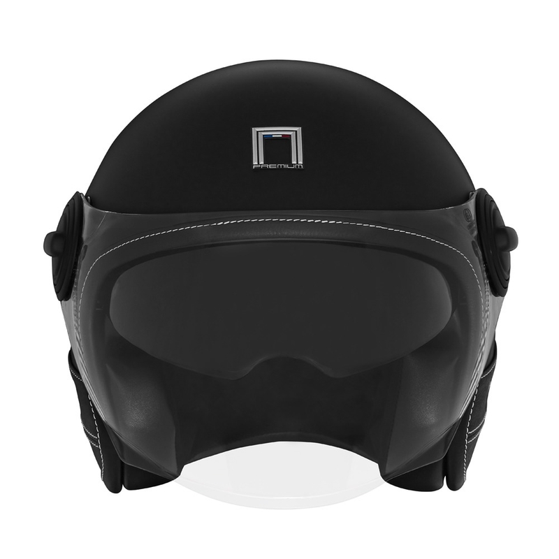 Atvērtā motocikla ķivere NOX PREMIUM Heritage melna āda