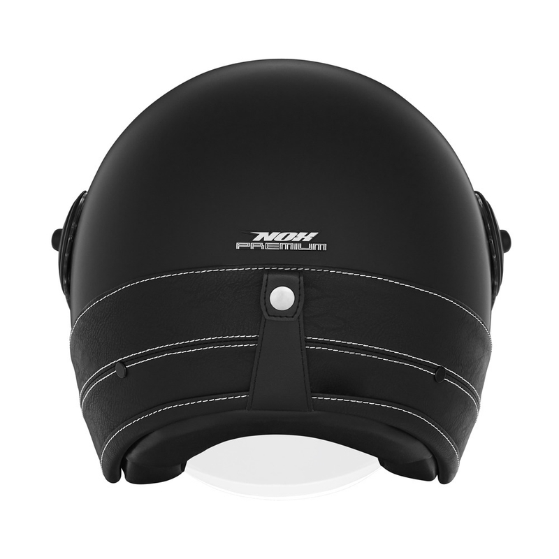 Atvērtā motocikla ķivere NOX PREMIUM Heritage melna āda