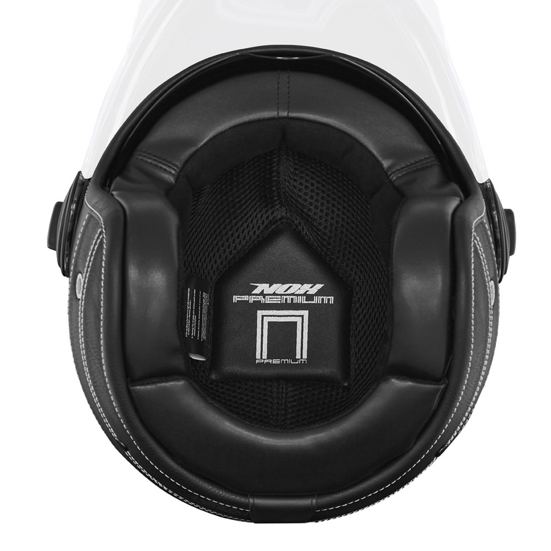 Atvērtā motocikla ķivere NOX PREMIUM Heritage melna āda