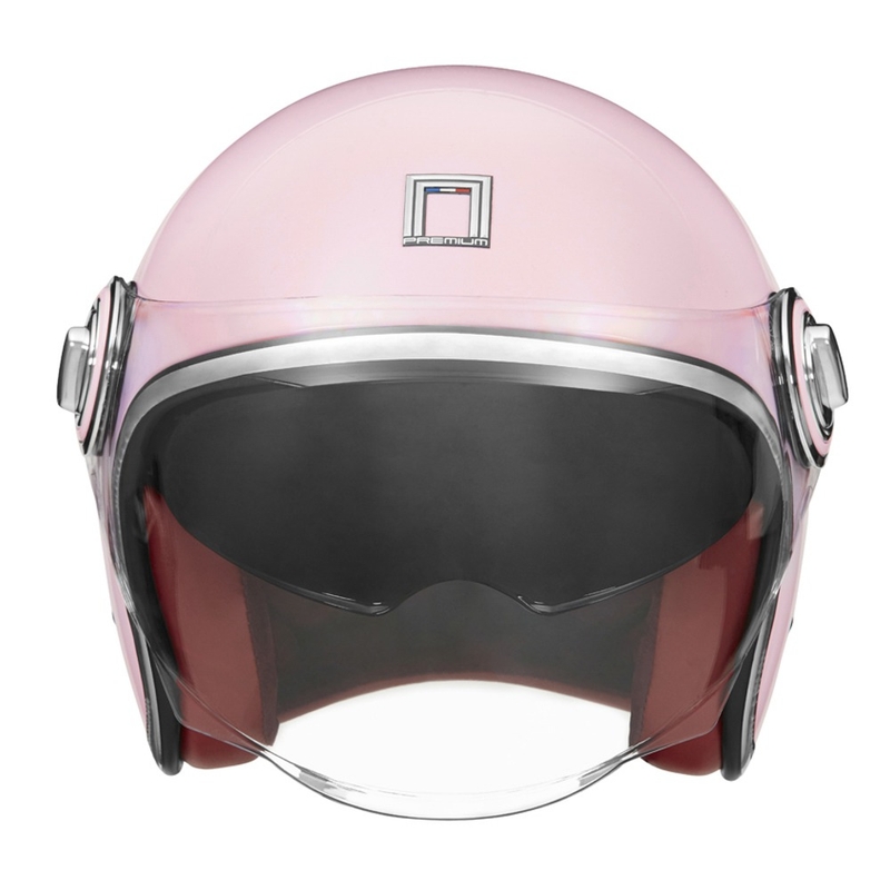 Atvērtā moto ķivere NOX PREMIUM Heritage pasteļrozā krāsā