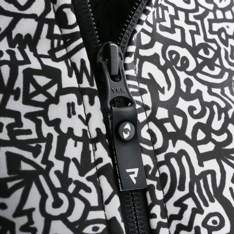 Softshell motocikla jaka Rebelhorn Slash Noriaki melnā un baltā krāsā