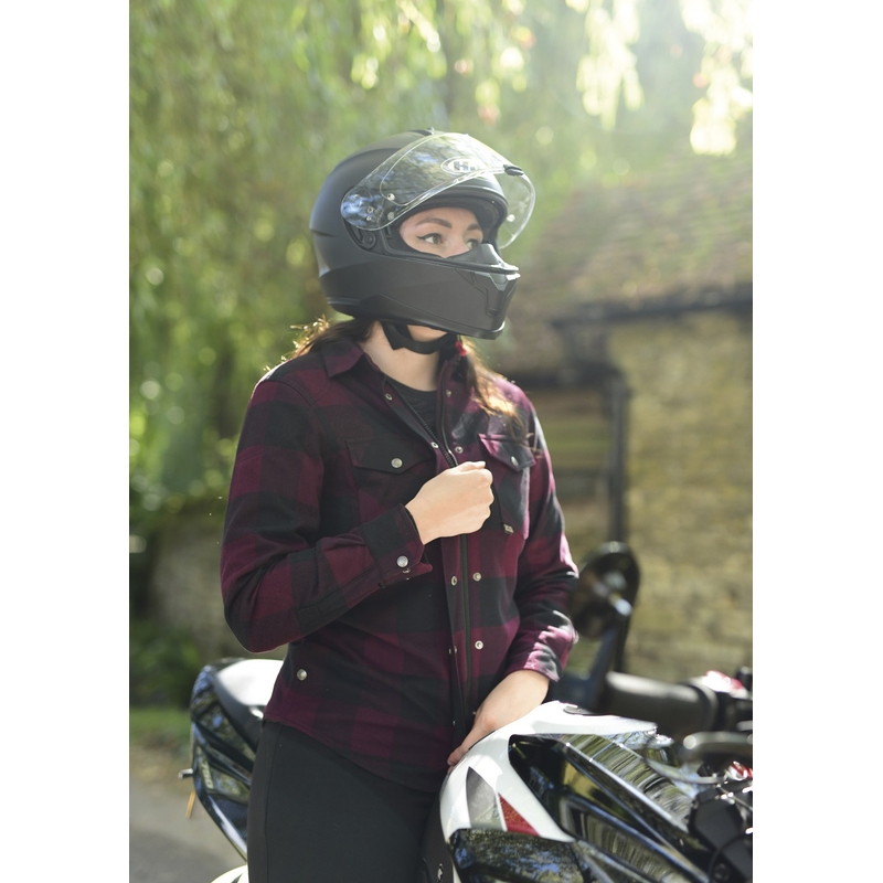 Sieviešu krekliņš Oxford Kickback 2.0 Motorcycle Shirt sarkanā un melnā krāsā