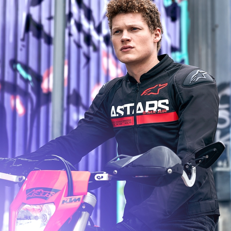 Alpinestars SMX Air melna-fluo sarkana motocikla jaka