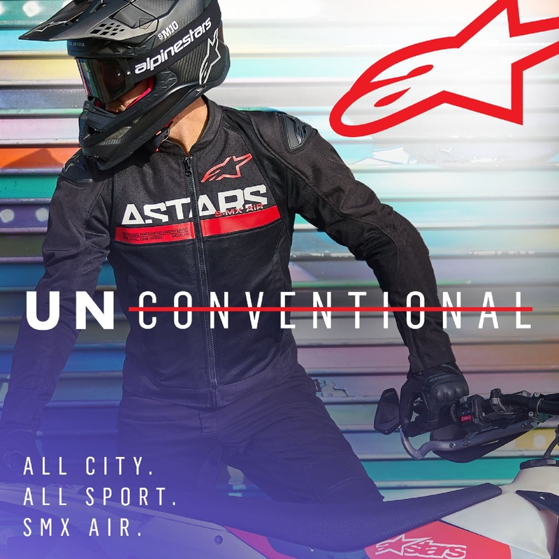 Alpinestars SMX Air melna-fluo sarkana motocikla jaka