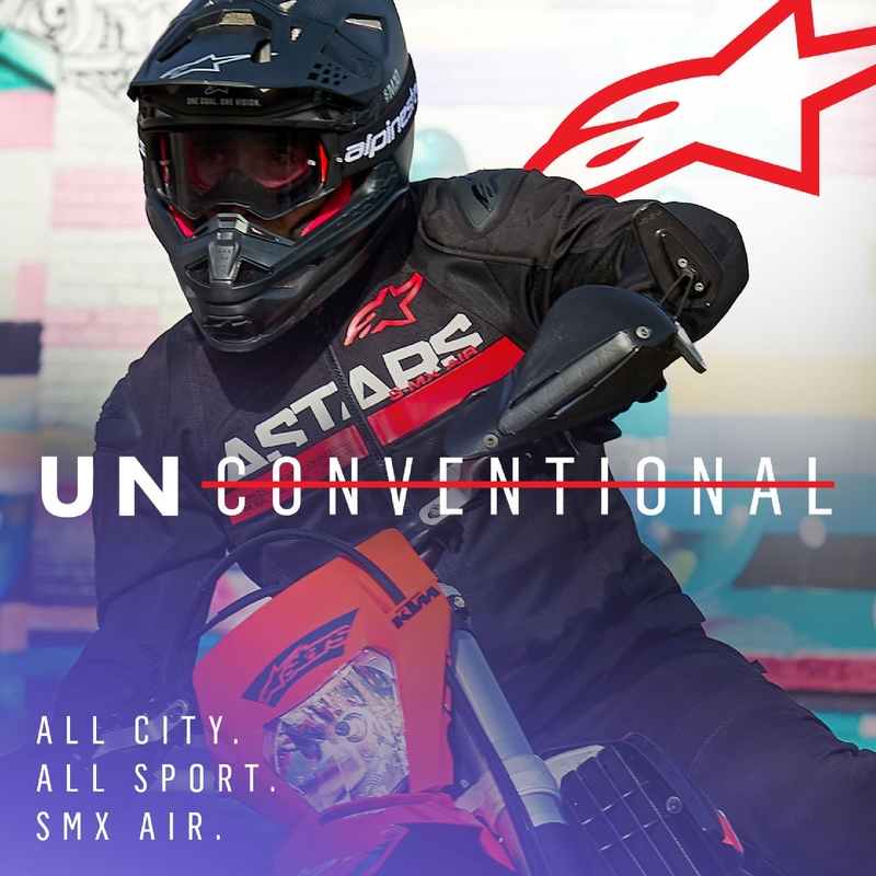 Alpinestars SMX Air melna-fluo sarkana motocikla jaka