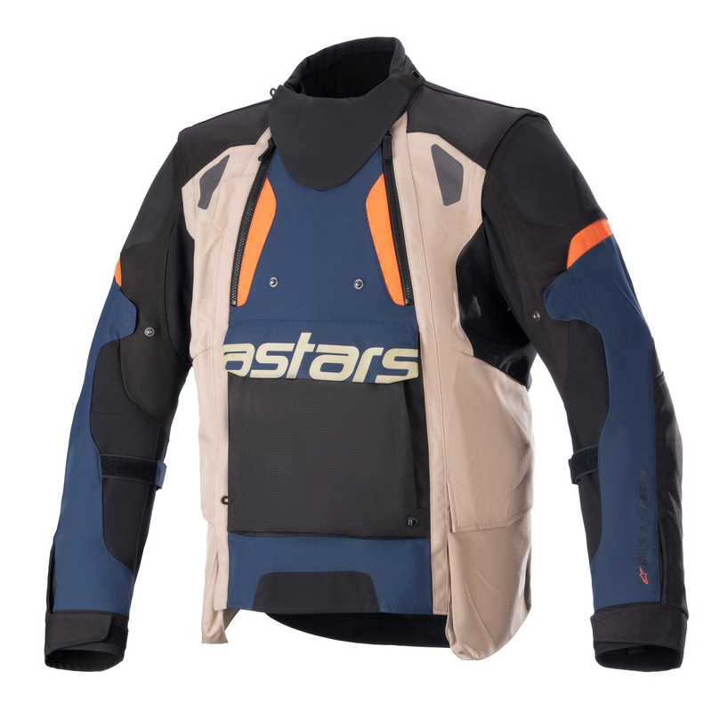 Alpinestars Halo Drystar tumši zila-aki-haki-apelsīnu-melna motocikla jaka
