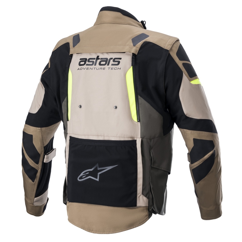 Alpinestars Halo Drystar haki bēša-bēša-fluo dzeltena motocikla jaka
