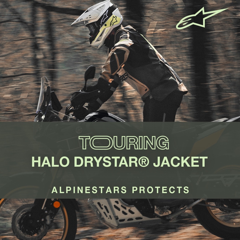 Alpinestars Halo Drystar haki bēša-bēša-fluo dzeltena motocikla jaka