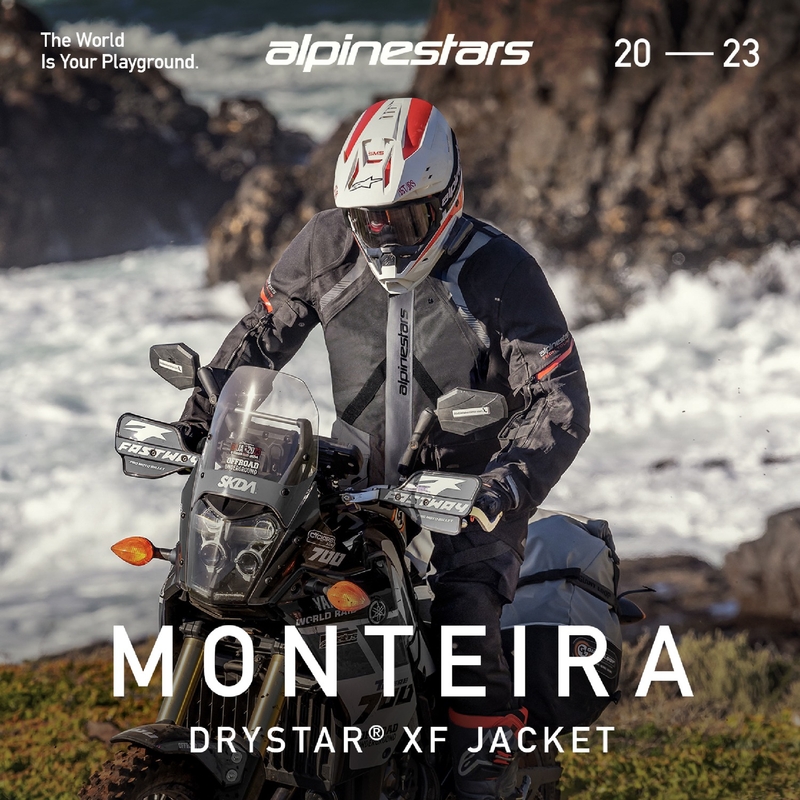 Alpinestars Monteira Drystar XF melnā un sarkanā motocikla jaka