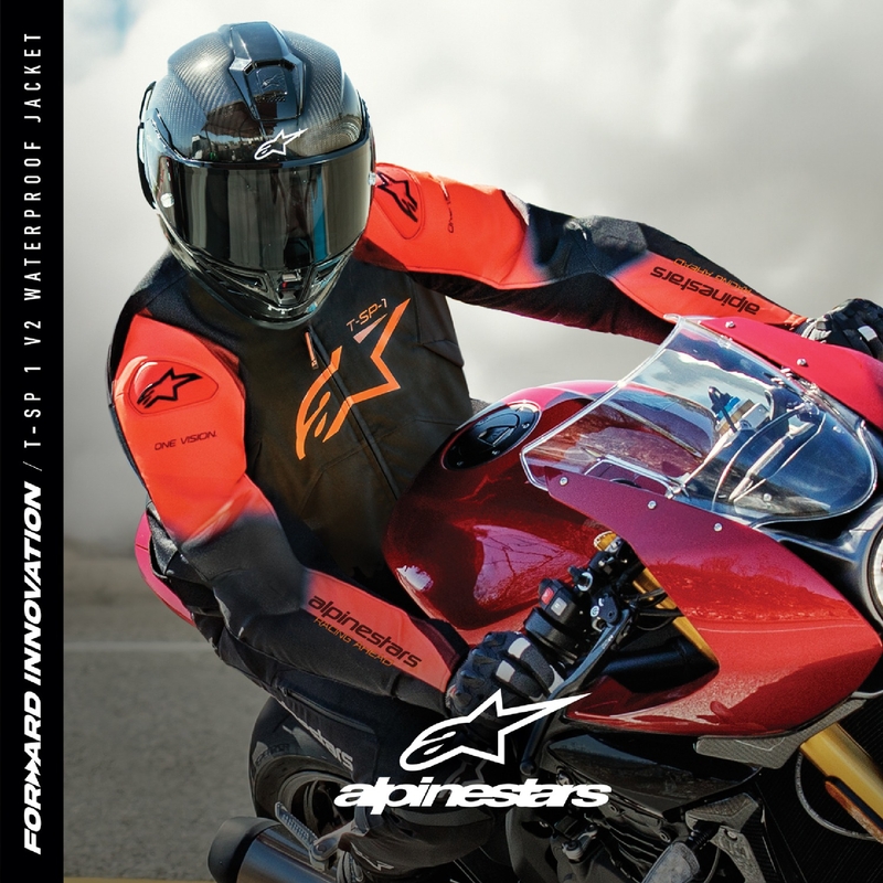 Alpinestars T-SP 1 2 ūdensnecaurlaidīga melna-fluo sarkana motocikla jaka