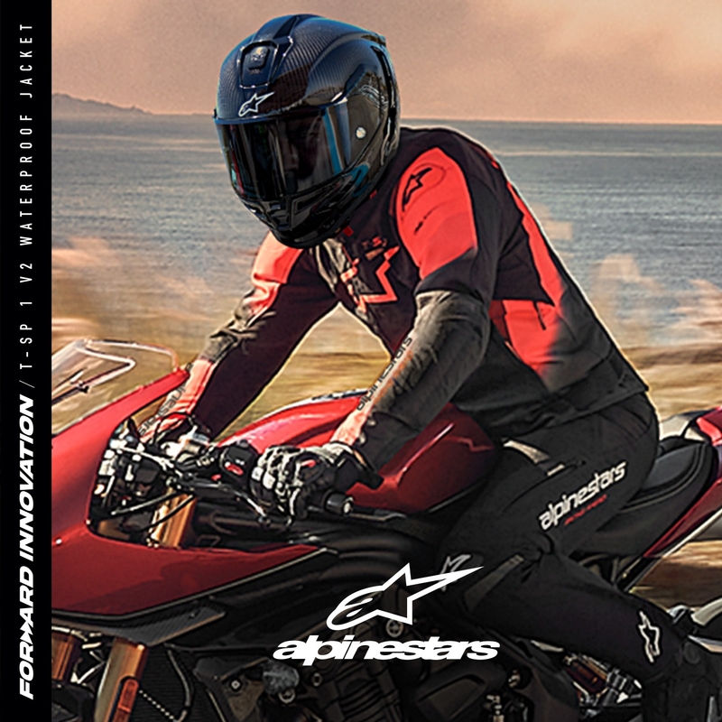Alpinestars T-SP 1 2 ūdensnecaurlaidīga melna-fluo sarkana motocikla jaka