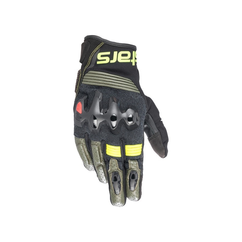 Alpinestars Halo Black-Green-Fluo Yellow motocikla cimdi
