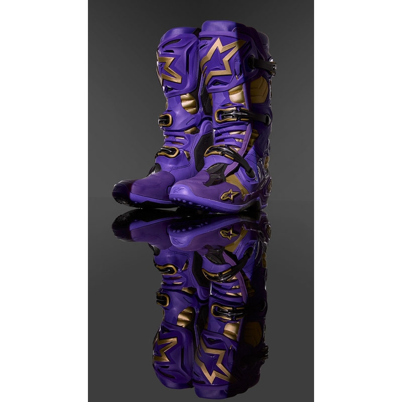 Alpinestars Tech 10 Limited Edition Champ Purple and Gold motociklu zābaki