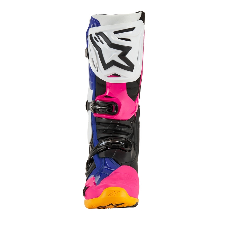 Alpinestars Tech 10 Limited Edition Coast White-Dark Blue-Pink-Fluo Yellow-Orange-Black Motociklu zābaki