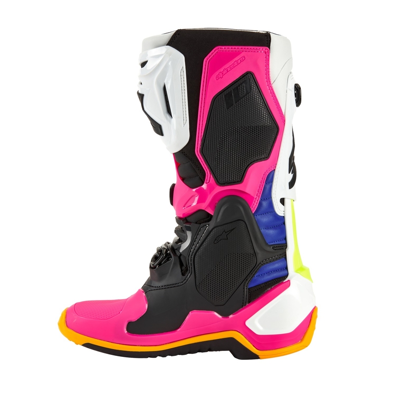 Alpinestars Tech 10 Limited Edition Coast White-Dark Blue-Pink-Fluo Yellow-Orange-Black Motociklu zābaki