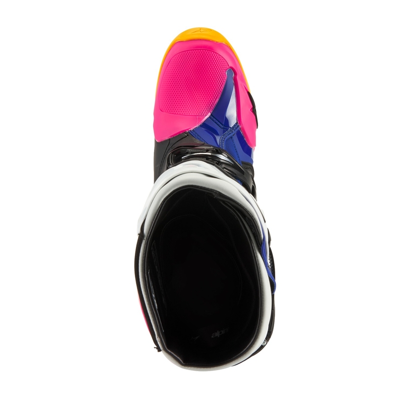 Alpinestars Tech 10 Limited Edition Coast White-Dark Blue-Pink-Fluo Yellow-Orange-Black Motociklu zābaki