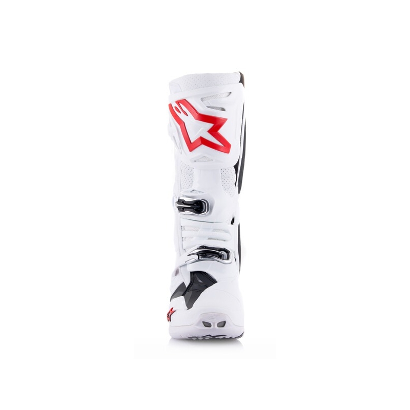 Alpinestars Tech 10 Supervented motociklu zābaki ar perforāciju Balti, sarkani un melni