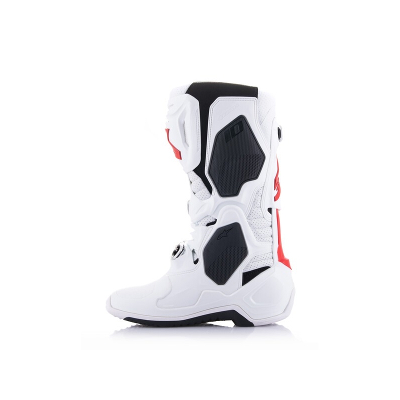 Alpinestars Tech 10 Supervented motociklu zābaki ar perforāciju Balti, sarkani un melni