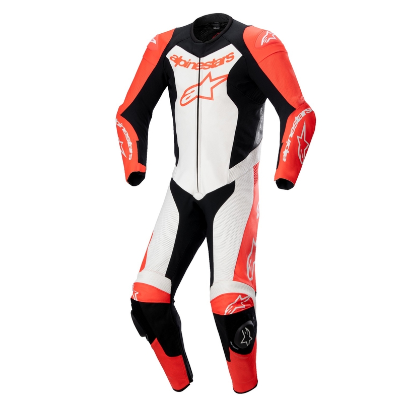 Alpinestars GP Force Lurv fluo sarkanbaltsarkans melns viengabala ādas motocikla kombinezons