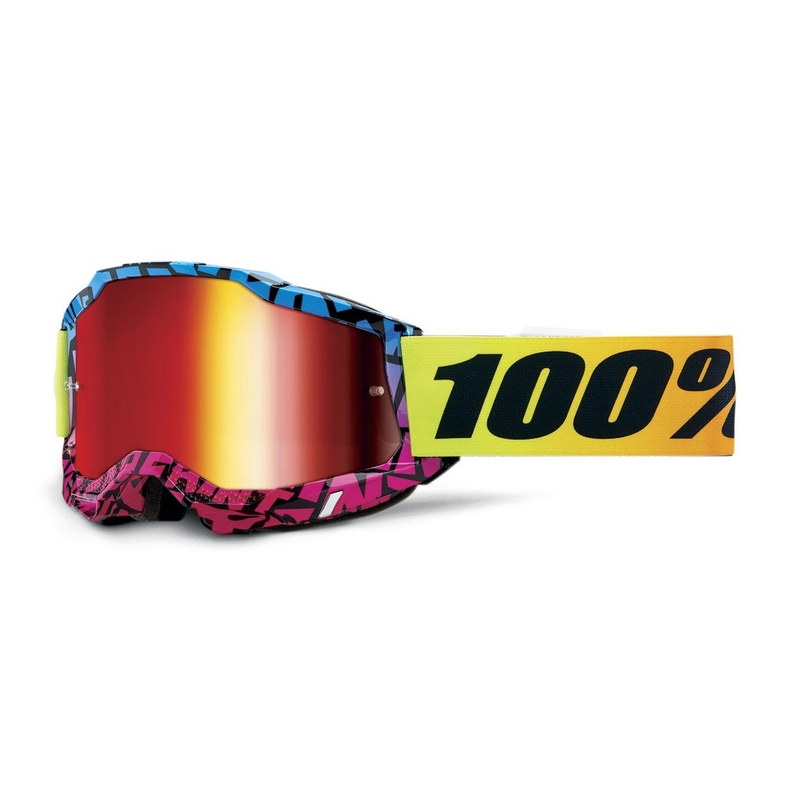 Motokrosa brilles 100% ACCURI 2 Special UTV/OTG - ierobežota sērija Ken Block sarkanā krāsā ar hromētu pleksi