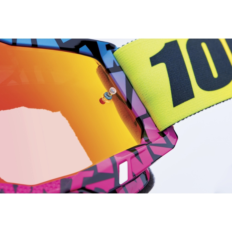 Motokrosa brilles 100% ACCURI 2 Special UTV/OTG - ierobežota sērija Ken Block sarkanā krāsā ar hromētu pleksi