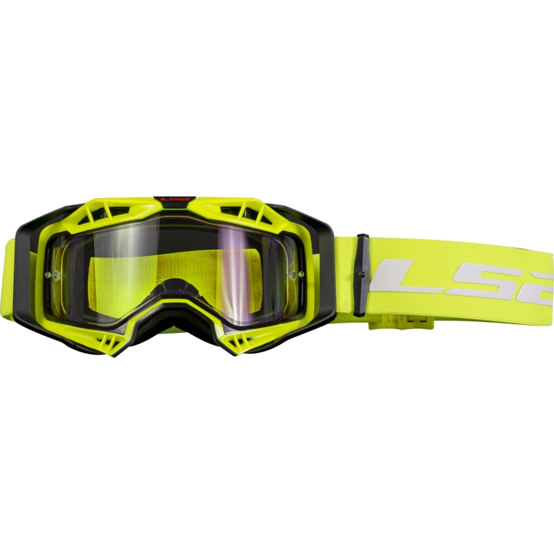 LS2 Aura Enduro motokrosa brilles melni dzeltenas caurspīdīgas pleksi brilles