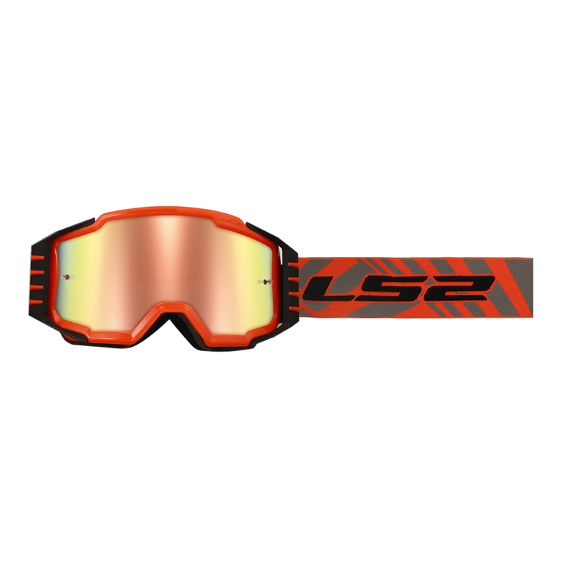 LS2 Charger PRO H-V motokrosa brilles oranžas ar iridija pleksi