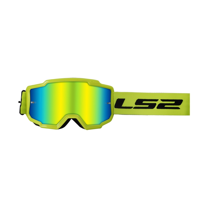 LS2 Charger H-V motokrosa brilles dzeltenas ar iridija pleksi