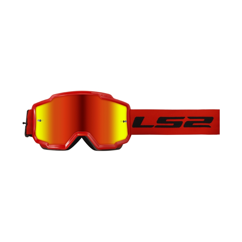 LS2 Charger sarkanas motokrosa brilles ar iridija pleksi