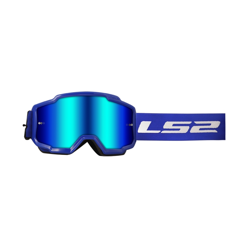 LS2 Charger zilas motokrosa brilles ar iridija pleksi