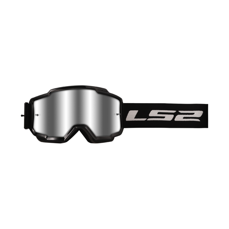 LS2 Charger motokrosa brilles melnas ar sudraba pleksi
