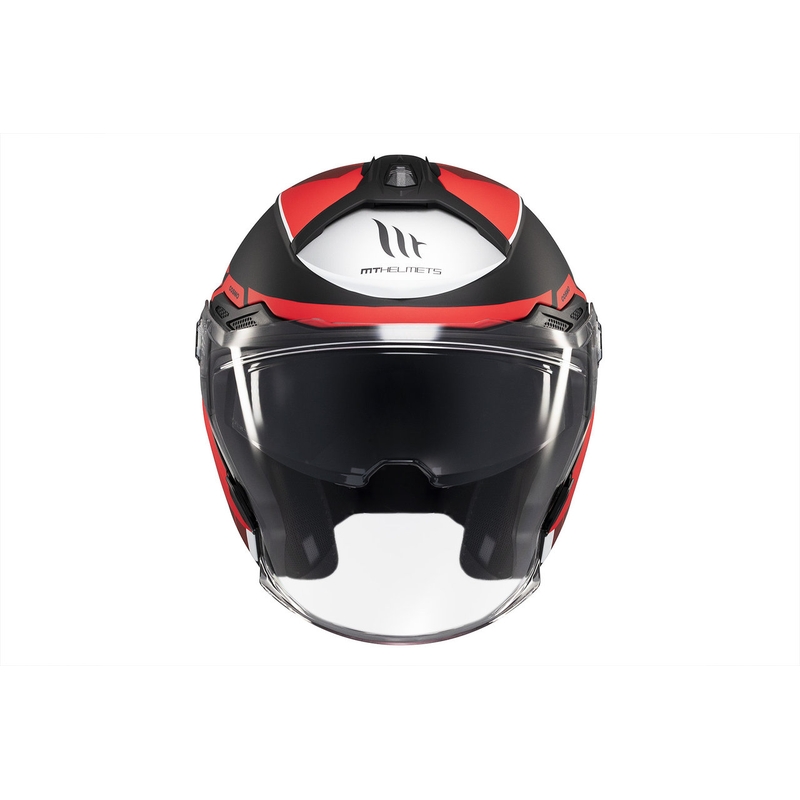 MT Cosmo SV Cruiser atvērtā ķivere matēta sarkanā-melnā-pelēkā krāsā