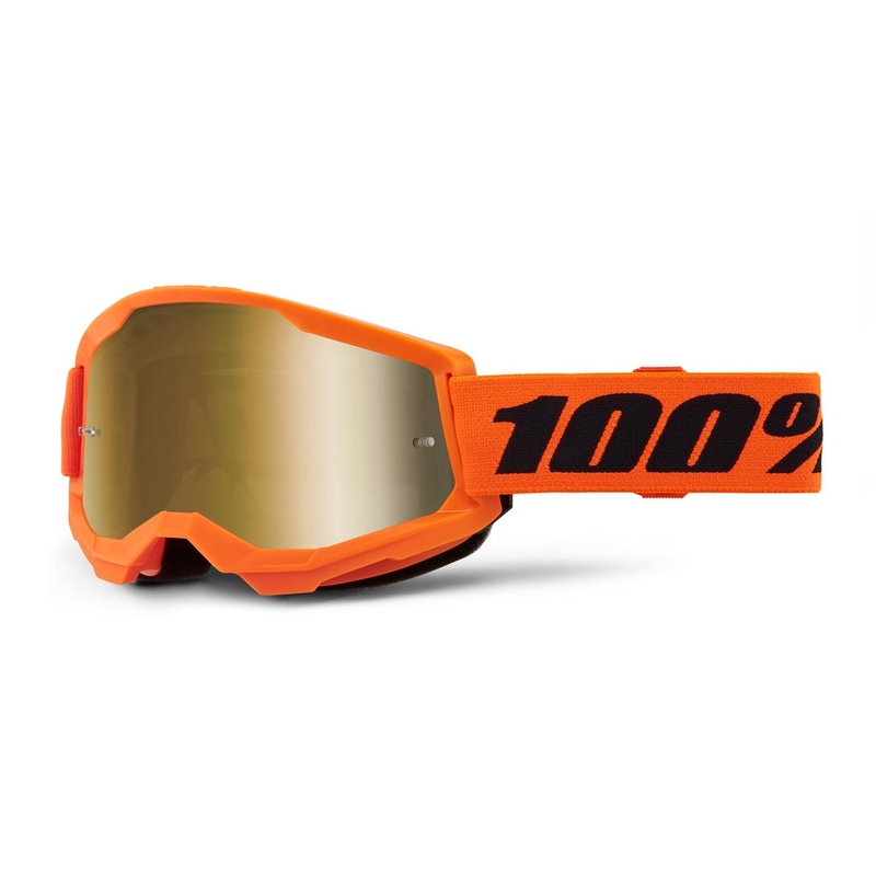 Dětské motokrosové brýle 100% STRATA 2 oranžové (zlaté zrcadlové plexi)