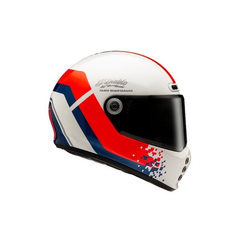 Integrēta motociklistu ķivere HJC V10 Fabio Quartararo 20 Retro balta-sarkana-zila