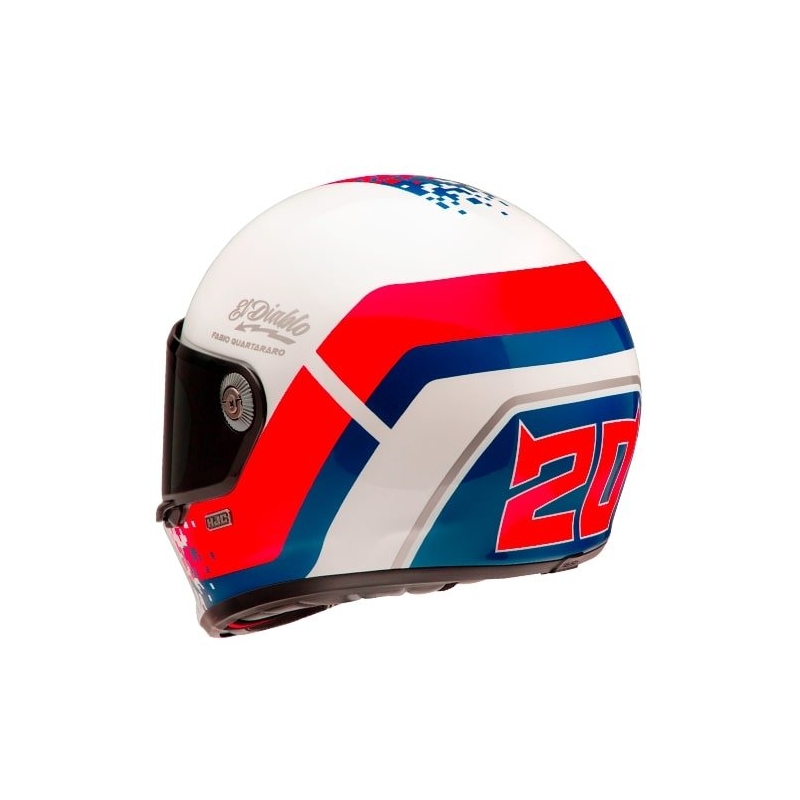 Integrēta motociklistu ķivere HJC V10 Fabio Quartararo 20 Retro balta-sarkana-zila