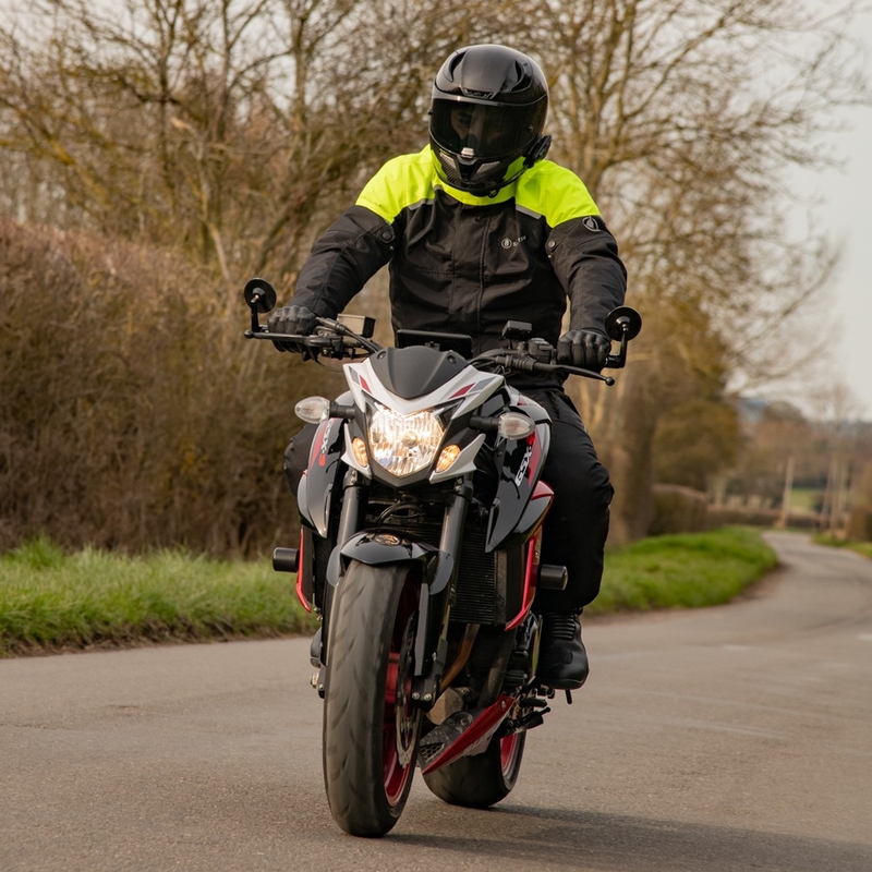 Oxford Spartan Short WP melnā-fluo dzeltenā motocikla jaka