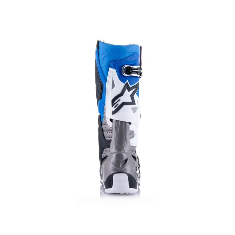 Alpinestars Tech 10 Supervented Perforēti zili-violeti-rozā-balti-pelēki-melni motociklu zābaki