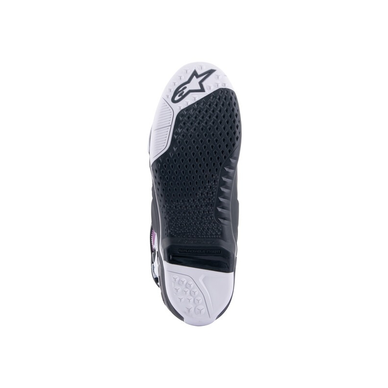 Alpinestars Tech 10 Supervented Perforēti zili-violeti-rozā-balti-pelēki-melni motociklu zābaki