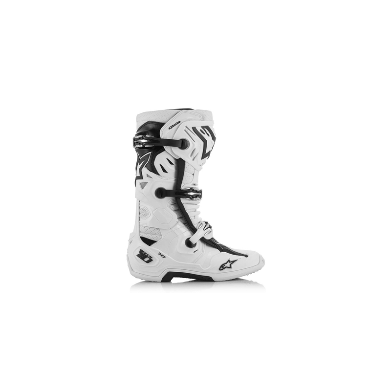 Alpinestars Tech 10 Supervented Motociklu zābaki Perforēti balti