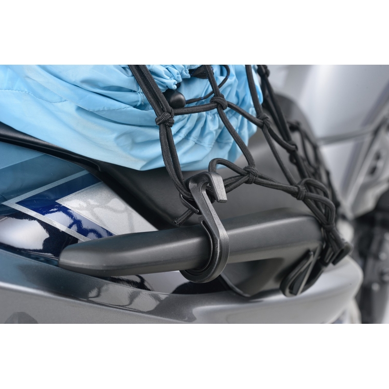 Elastīgs bagāžas tīkls motociklam ar plastmasas āķiem Daytona 40 x 40 cm melns